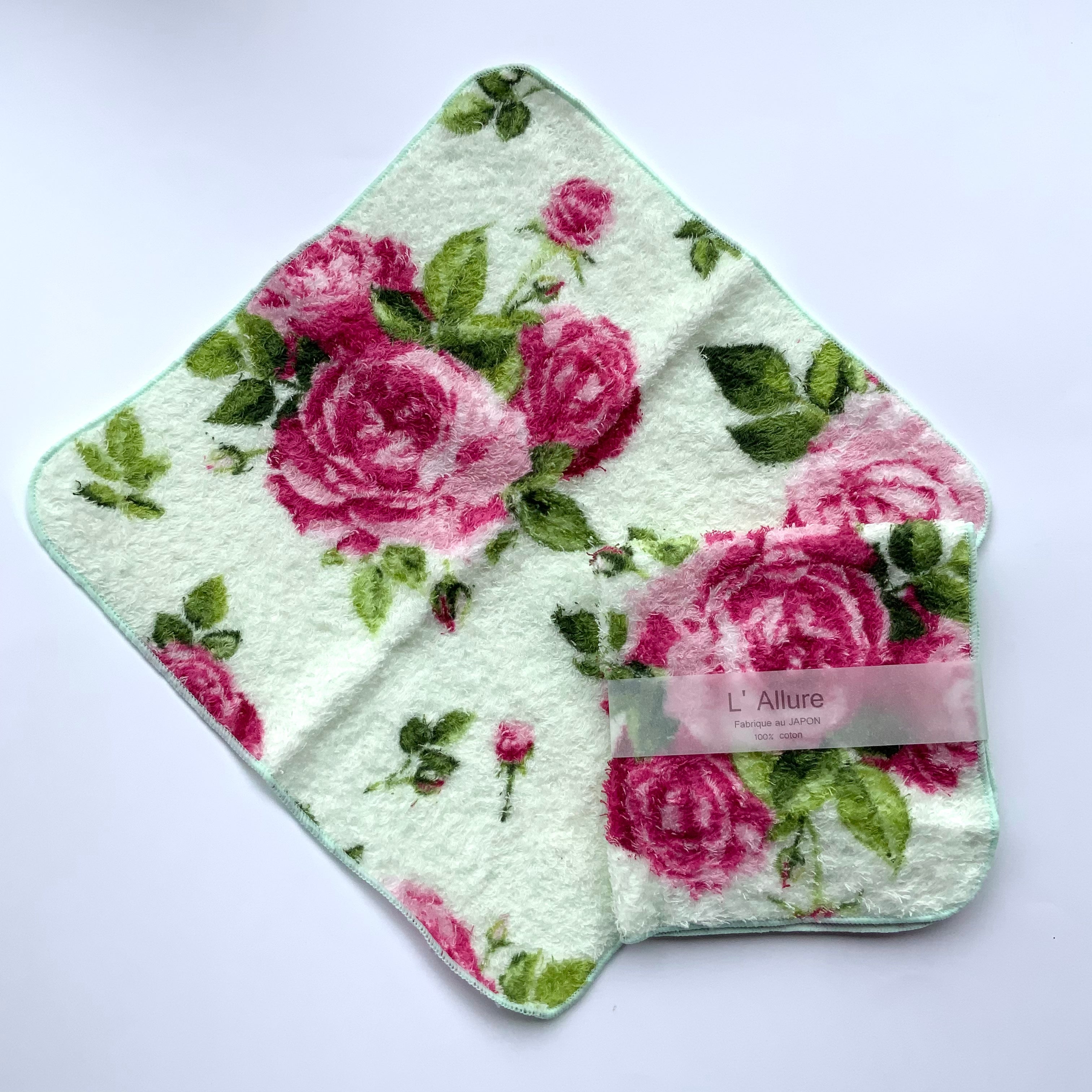 バラ柄ハンドタオル（グリーン） – 【公式】姫路ばら園オンラインショップ