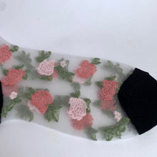 画像をギャラリービューアに読み込む, シースルーハイゲージソックス 薔薇柄