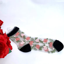 画像をギャラリービューアに読み込む, シースルーハイゲージソックス 薔薇柄
