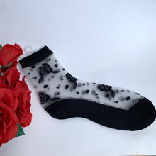 画像をギャラリービューアに読み込む, シースルーハイゲージソックス 薔薇柄