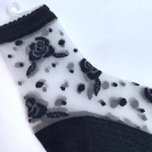 画像をギャラリービューアに読み込む, シースルーハイゲージソックス 薔薇柄